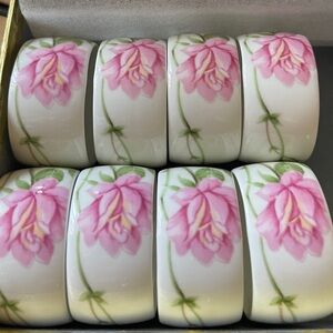 Vintage Bone China Mikasa napkin rings with pink flowers